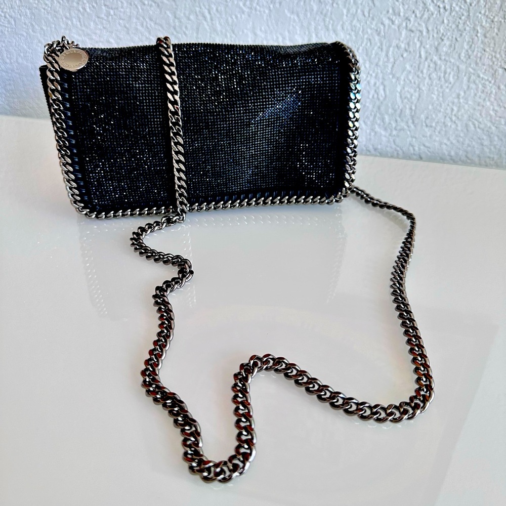 Stella McCartney Falabella Mini Shoulder Bag – Black Crystal/Rhinestone